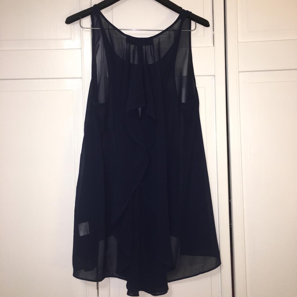 NWOT Francesca's Closet Sheer Blue Top w/ Draping